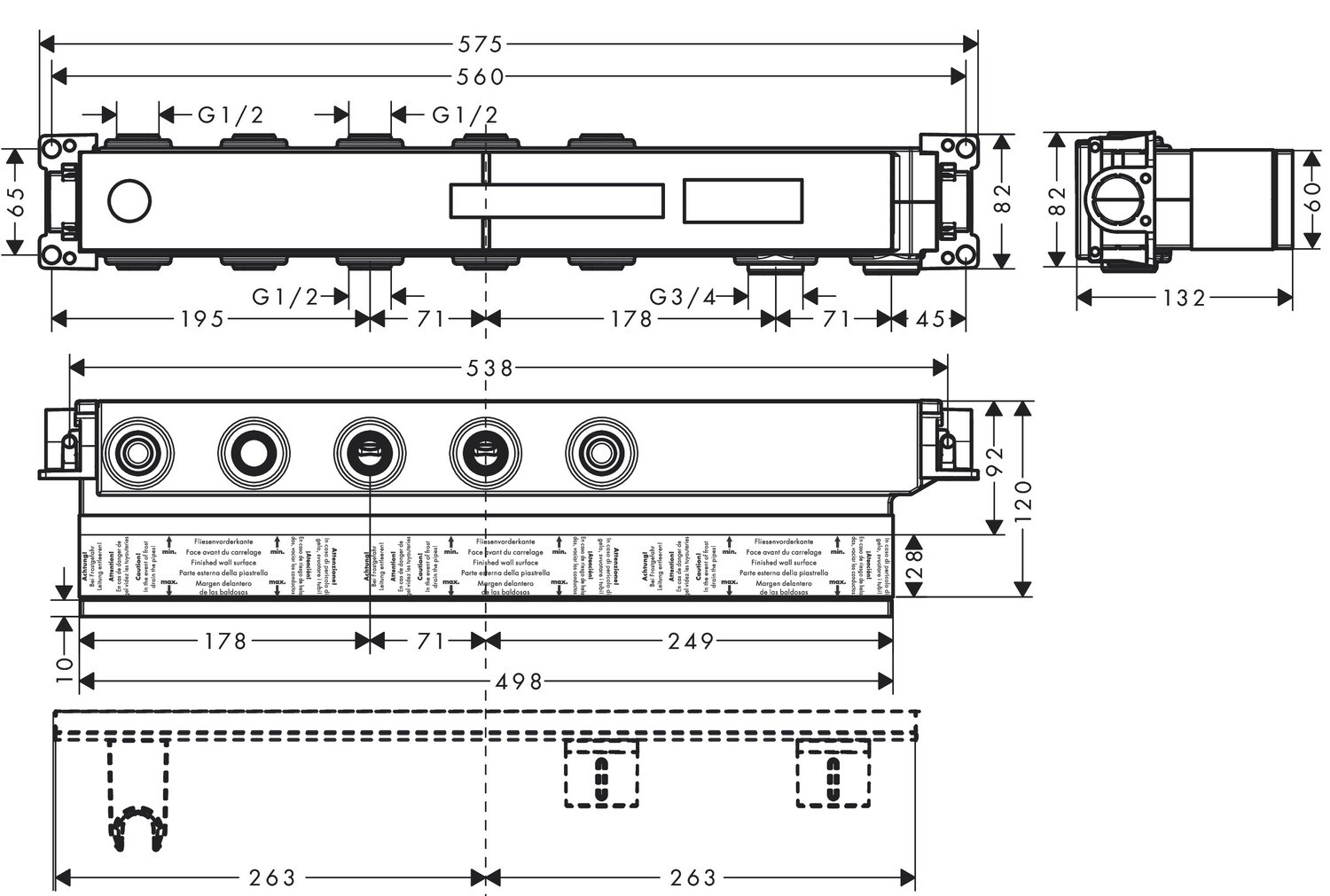 Corps d'encastrement pour module thermostatique encastré avec 3 fonctions