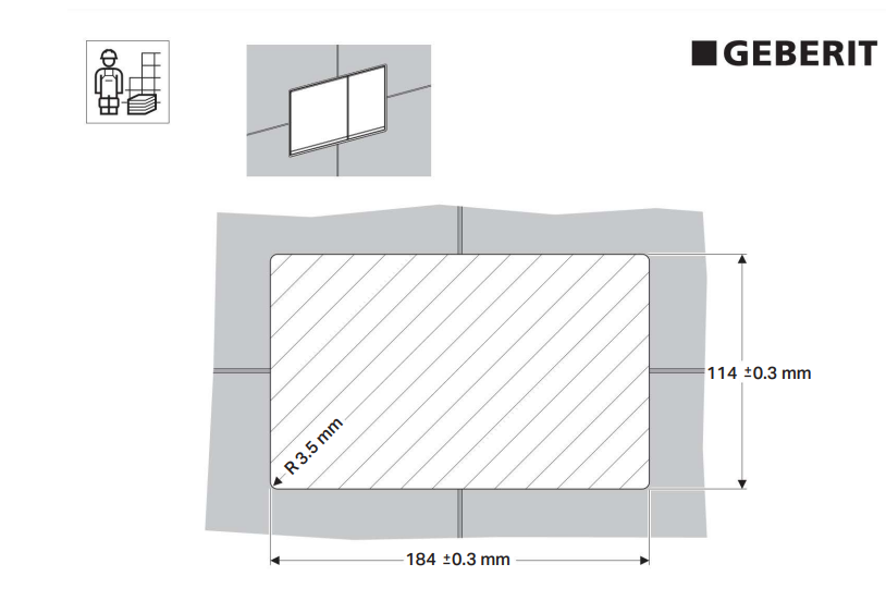 Plaque de déclenchement Geberit Omega60 square pour rinçage double touche, à fleur de paroi / Noir - vue 6