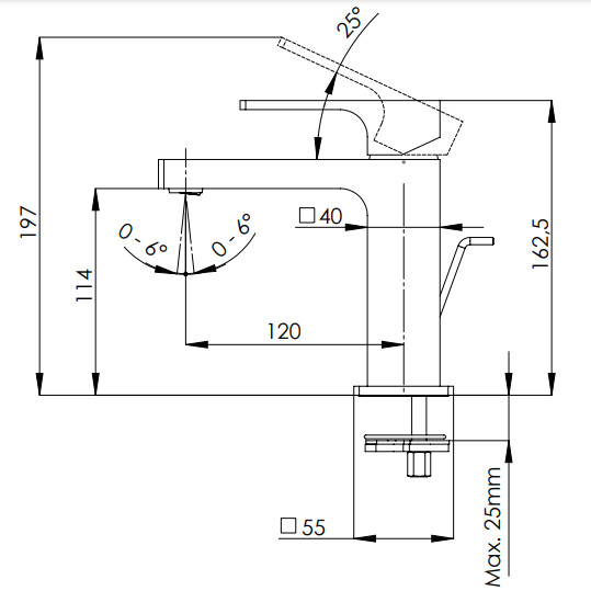 Mitigeur de lavabo Remer Absolute 114 avec tirette et vidage en laiton noir mat — vue 4