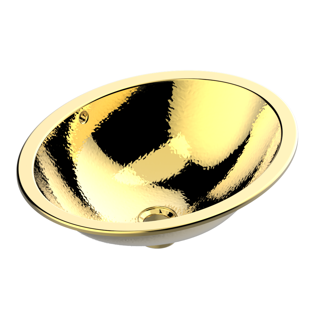 Vasque ovale à bord tombé THG Paris en métal martelé doré brillant