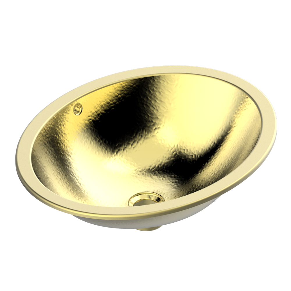 Vasque ovale à bord tombé THG Paris en métal martelé or pâle