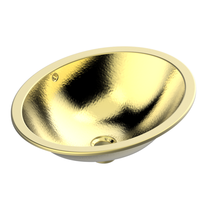 Vasque ovale à bord tombé THG Paris en métal martelé or pâle