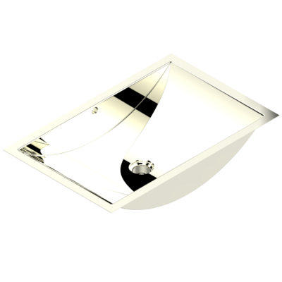 Vasque rectangulaire à bord plat THG Paris en métal lisse nickel brillant