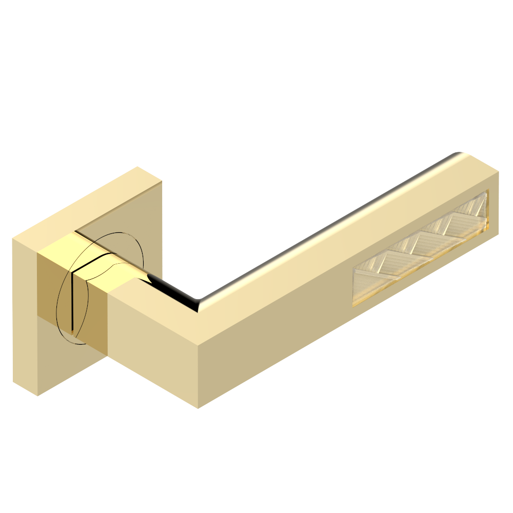 Paire de poignées de porte PVD doré insert Lalique THG Paris ​- Collection &quot;Genève&quot;