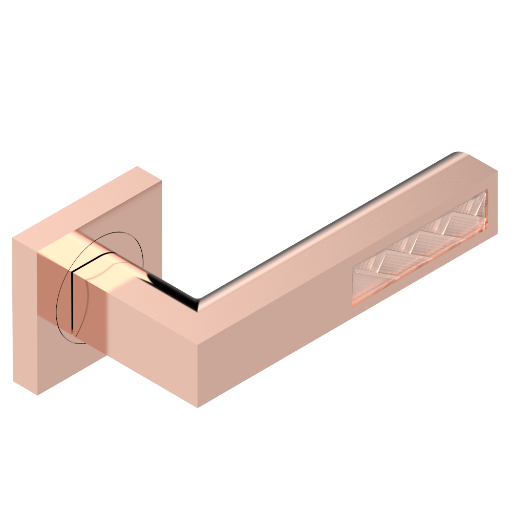 Paire de poignées de porte PVD blush insert Lalique THG Paris  - Collection &quot;Genève&quot;