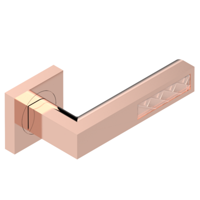 Paire de poignées de porte PVD blush insert Lalique THG Paris  - Collection &quot;Genève&quot;
