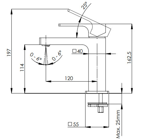 Chrome Brass Basin Mixer Remer Absolute 114 without Waste