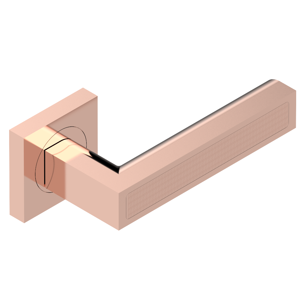 Paire de poignées de porte PVD blush insert guilloché wave THG Paris - Collection &quot;Genève&quot;