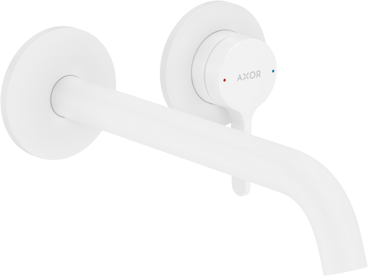 Mitigeur de lavabo encastré AXOR One 220 mm, avec poignée manette et bonde à écoulement libre en blanc mat