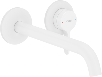 Mitigeur de lavabo encastré AXOR One 220 mm, avec poignée manette et bonde à écoulement libre en blanc mat