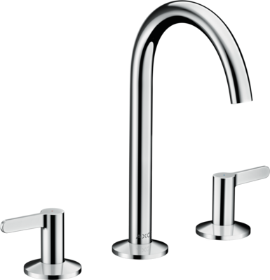 Mélangeur de lavabo 3 trous AXOR One 170 avec poignées manettes et bonde push-open