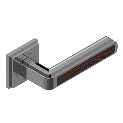 Paire de poignées de porte PVD graphite insert ébène​ THG Paris - Collection &quot;New York&quot;