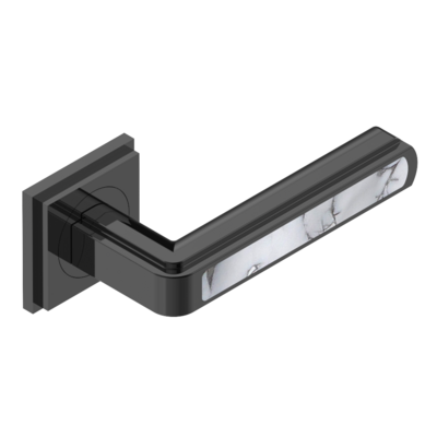 Paire de poignées de porte PVD bronze brown insert bianco carrara THG Paris - Collection &quot;New York&quot;