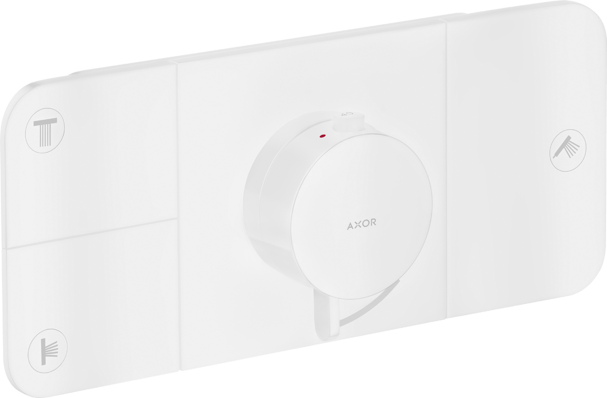 Module thermostatique encastré AXOR One avec 3 fonctions en blanc mat