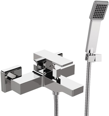 Mitigeur de bain / douche apparent Remer Absolute avec flexible, douchette et support articulé en laiton chromé