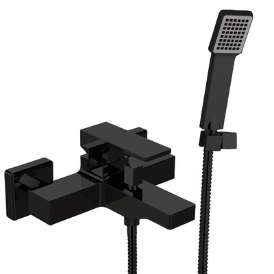 Exposed bath/shower mixer Remer Absolute with hose, hand shower, and articulated holder in matte black brass