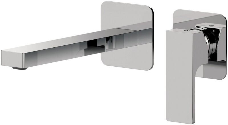 Mitigeur de lavabo encastré avec plaque horizontale Remer Absolute en laiton chromé (bec 23 cm)