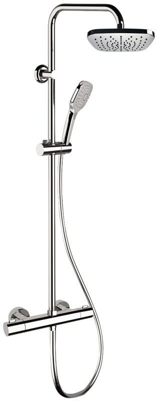 Colonne de douche Showerpipe Remer carrée avec mitigeur thermostatique chromé