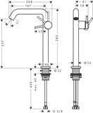 Mitigeur de lavabo Hansgrohe Tecturis S Fine 240 CoolStart, avec bonde Push-Open en bronze brossé