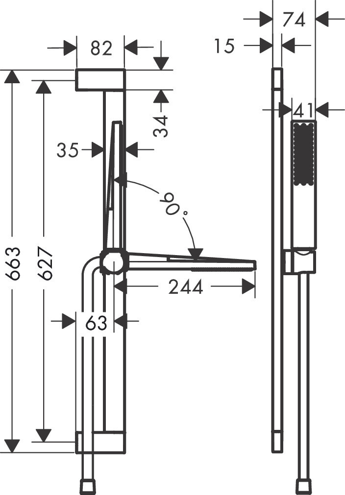 Barre de douche Hansgrohe avec douchette à main Pulsify E 100 EcoSmart et flexible Isiflex en noir mat — vue 5