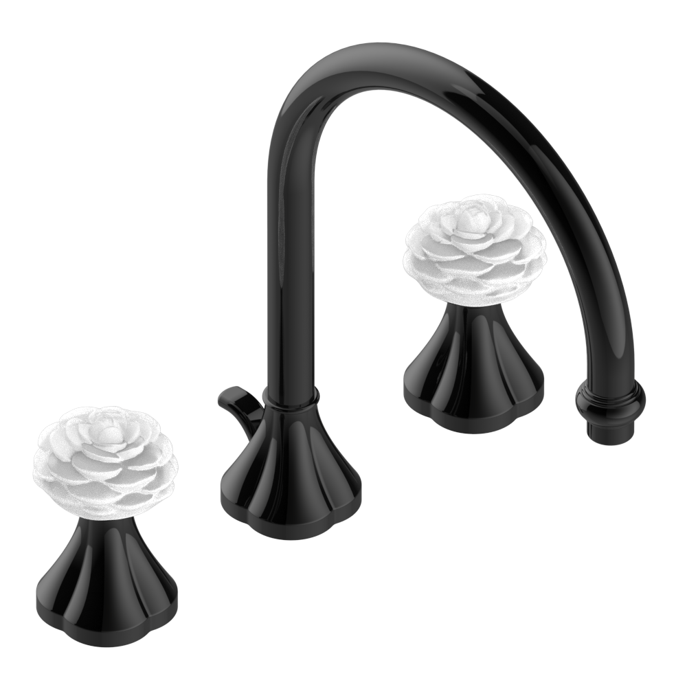 Mélangeur de lavabo 3 trous THG avec vidage pour serrage marbre - Collection "Camélia Cristal Clair"