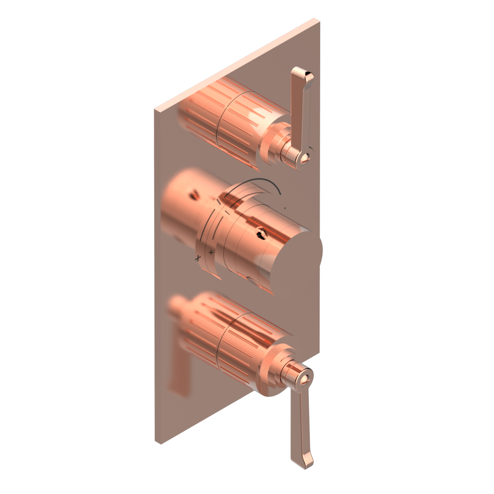 Set de finition THG pour douche thermostatique à encastrer 2 fonctions avec inverseur - Collection "Hamptons à manettes" — vue 4