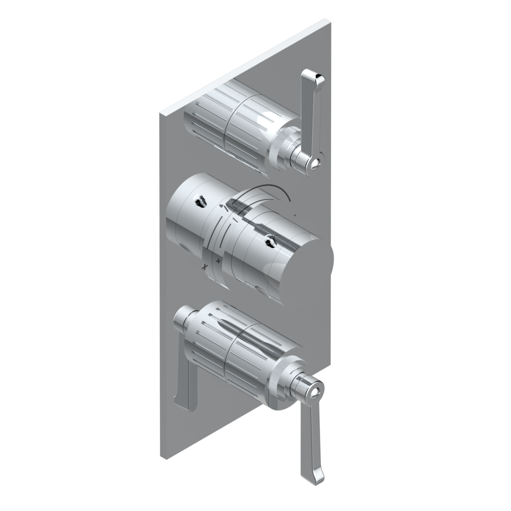 Set de finition THG pour douche thermostatique à encastrer 2 fonctions avec inverseur - Collection &quot;Hamptons à manettes&quot;