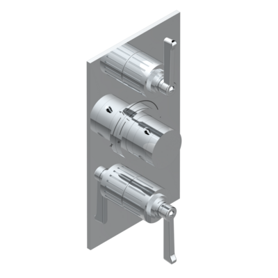 Set de finition THG pour douche thermostatique à encastrer 2 fonctions avec inverseur - Collection &quot;Hamptons à manettes&quot;