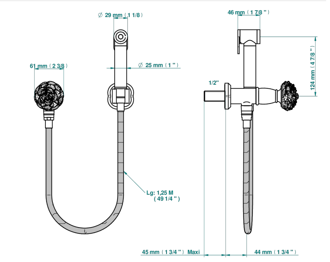 Ensemble hygiénique de WC THG avec robinet d'arrêt - Collection "Camélia Cristal Clair" - vue 6