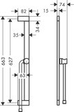 Unica Barre de douche S Puro 65 cm avec curseur et flexible de douche 160 cm