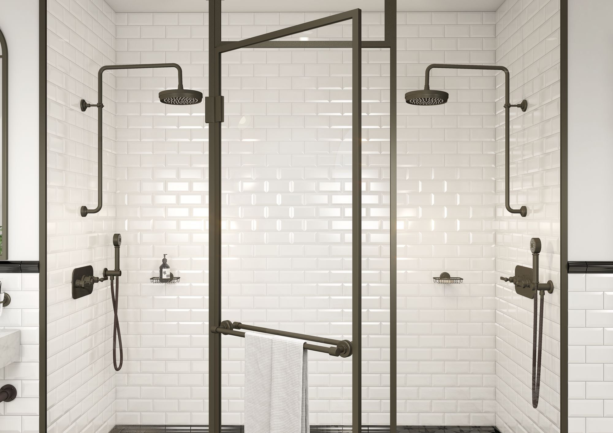 Set de finition THG pour douche thermostatique à encastrer 2 fonctions avec inverseur - Collection "Saint-Germain à manettes" - vue 6