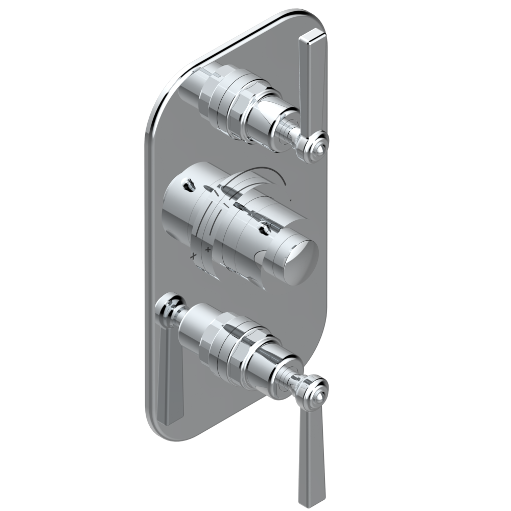 Set de finition THG pour douche thermostatique à encastrer 2 fonctions avec inverseur - Collection &quot;Saint-Germain à manettes&quot;