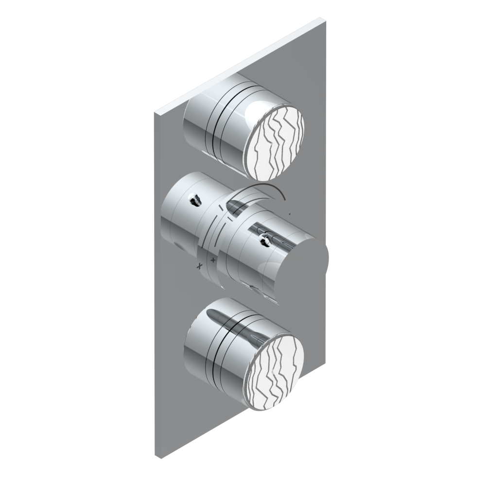 Set de finition THG pour douche thermostatique à encastrer 2 fonctions avec inverseur - Collection &quot;Yoko Ice&quot;