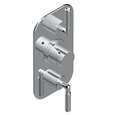 Set de finition THG pour douche thermostatique à encastrer 2 fonctions avec inverseur - Collection &quot;Estrela à manettes&quot;