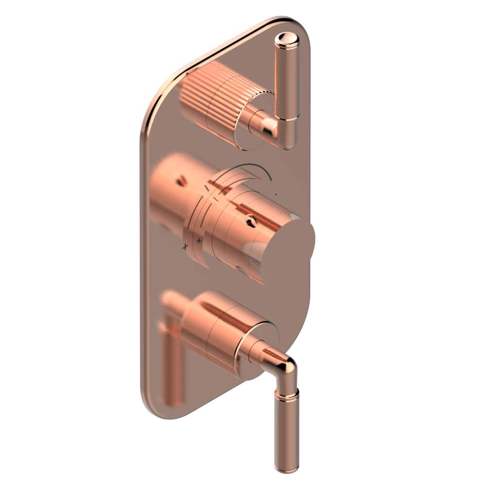 Set de finition THG pour douche thermostatique à encastrer 2 fonctions avec inverseur - Collection "Estrela à manettes" — vue 4