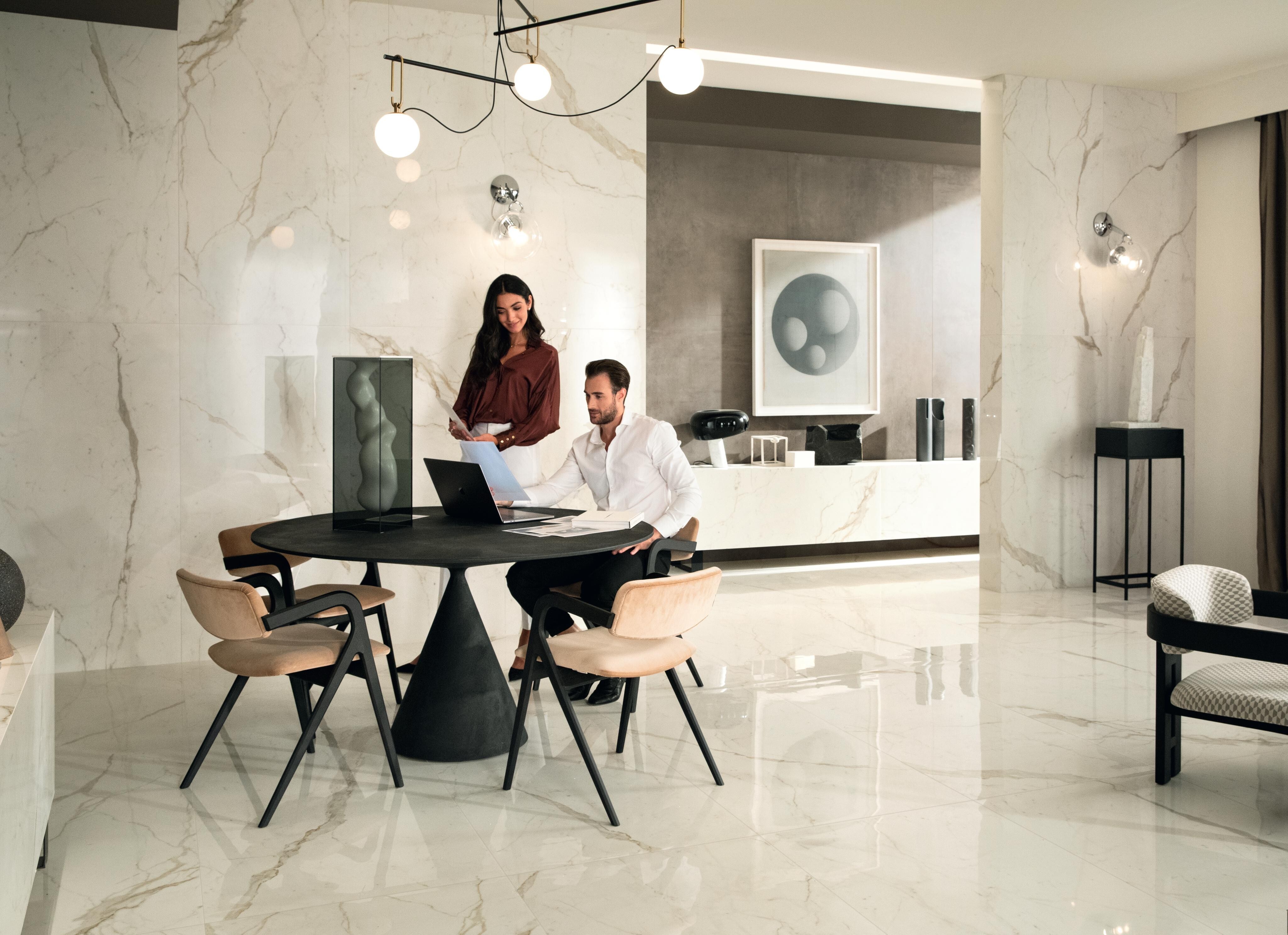 Grès cérame Marvel Shine Calacatta Prestigio 120 x 278 cm (finition Silk) - Atlas Concorde - vue 3