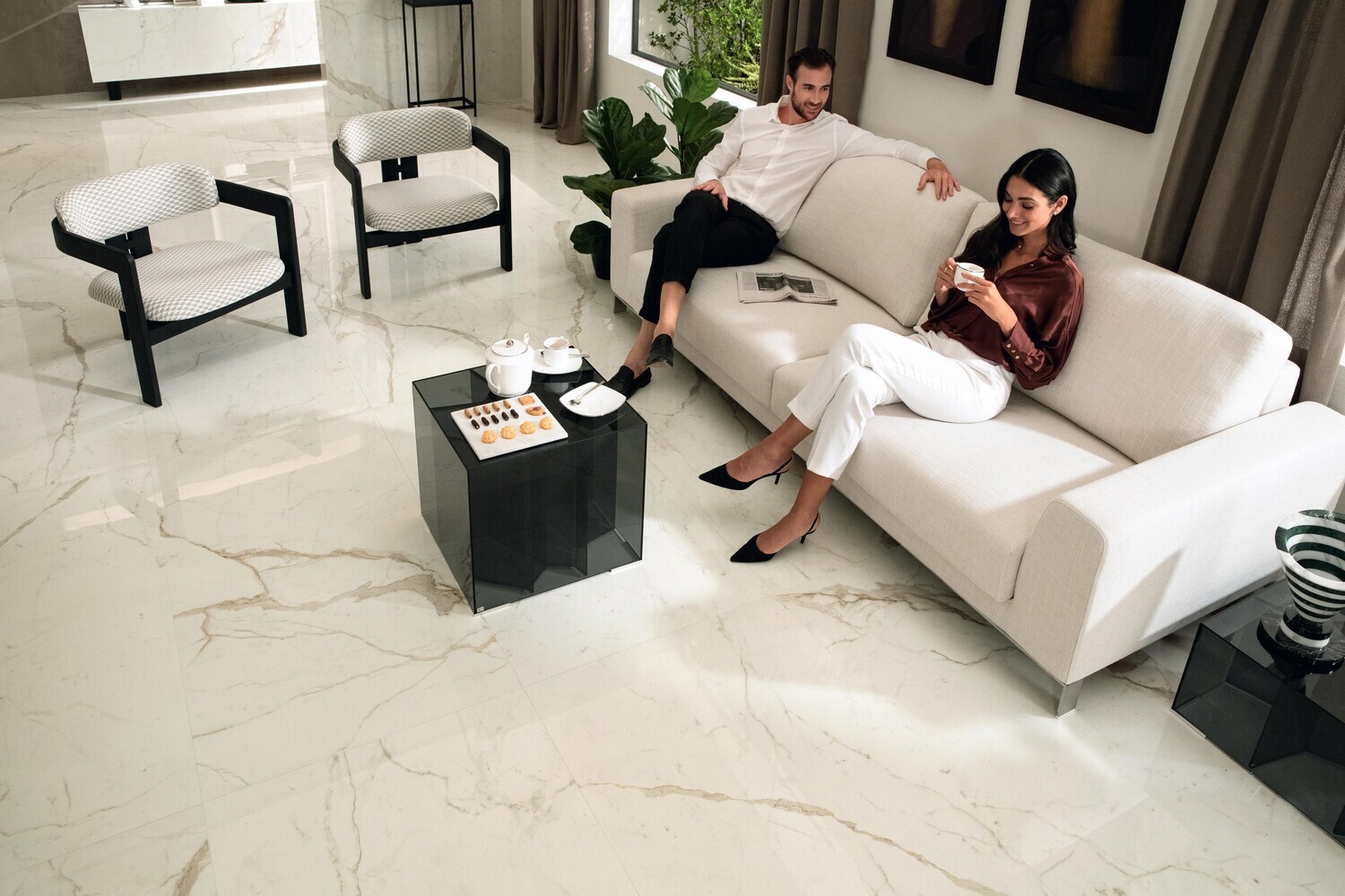 Grès cérame Marvel Shine Calacatta Prestigio 75 x 75 cm (finition Silk) - Atlas Concorde - 2ème choix — vue 5