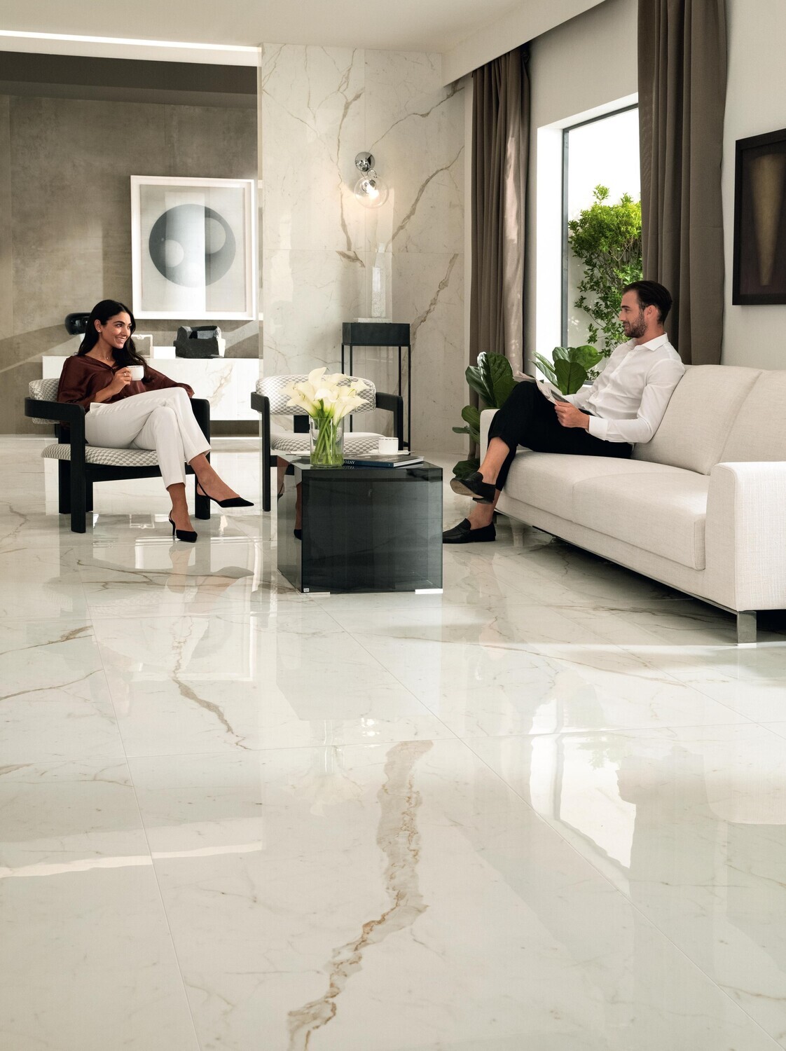 Grès cérame Marvel Shine​ Calacatta Prestigio 75 x 75 cm (finition Silk) - Atlas Concorde - 2ème choix