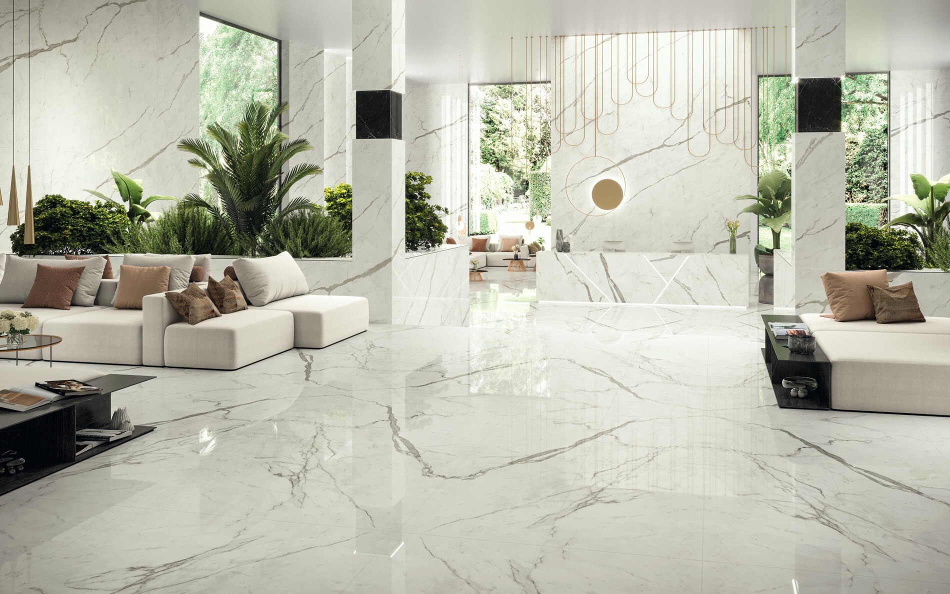 Grès cérame Marvel Shine Statuario Supremo 120 x 278 cm (finition Silk) - Atlas Concorde - vue 6