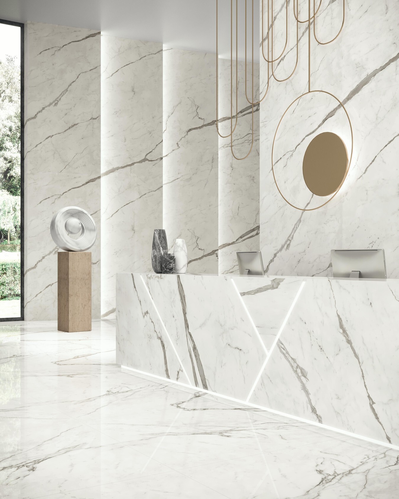Grès cérame Marvel Shine Statuario Supremo 120 x 278 cm (finition Silk) - Atlas Concorde - vue 7