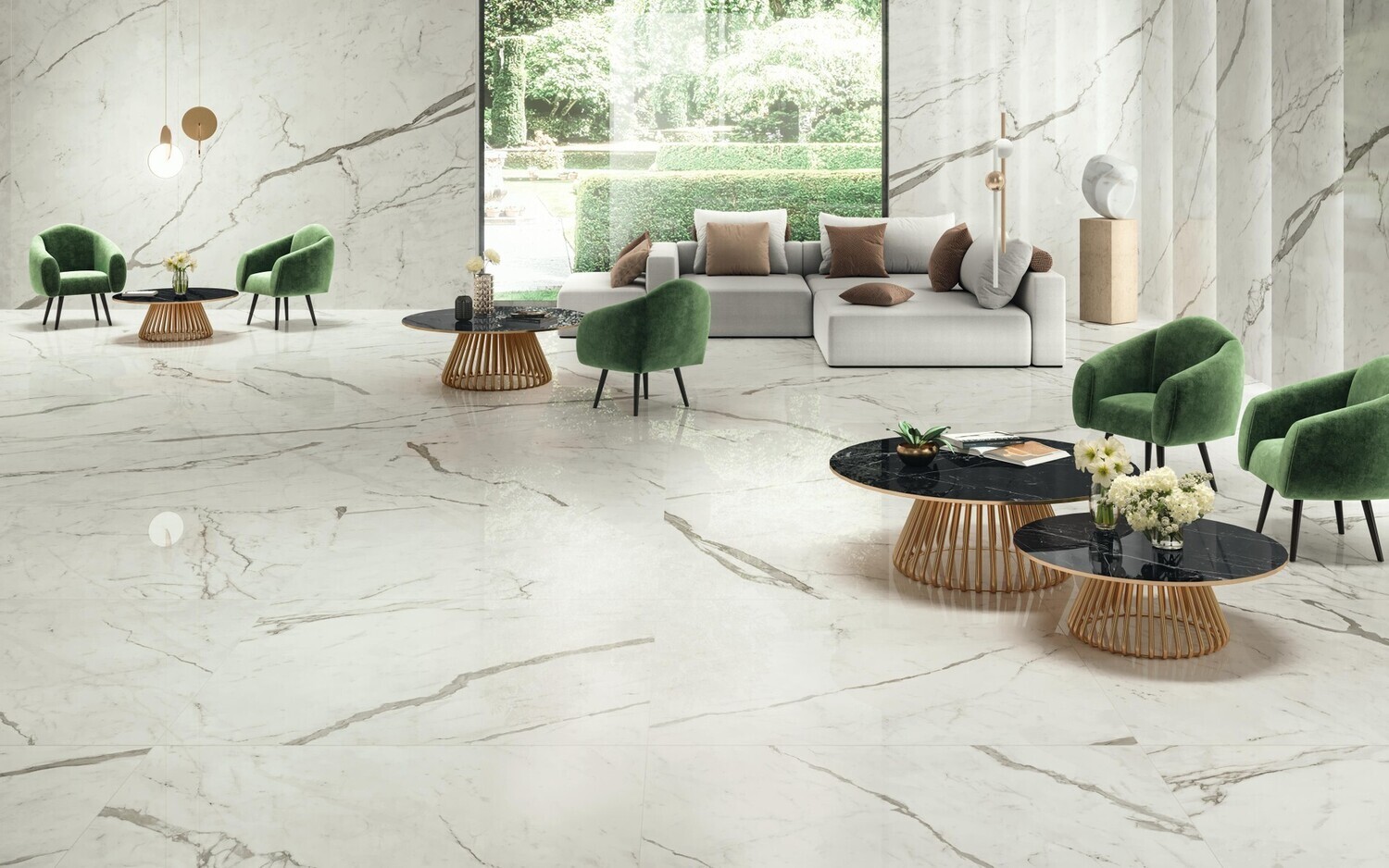 Grès cérame Marvel Shine Statuario Supremo 120 x 278 cm (finition Silk) - Atlas Concorde — vue 2