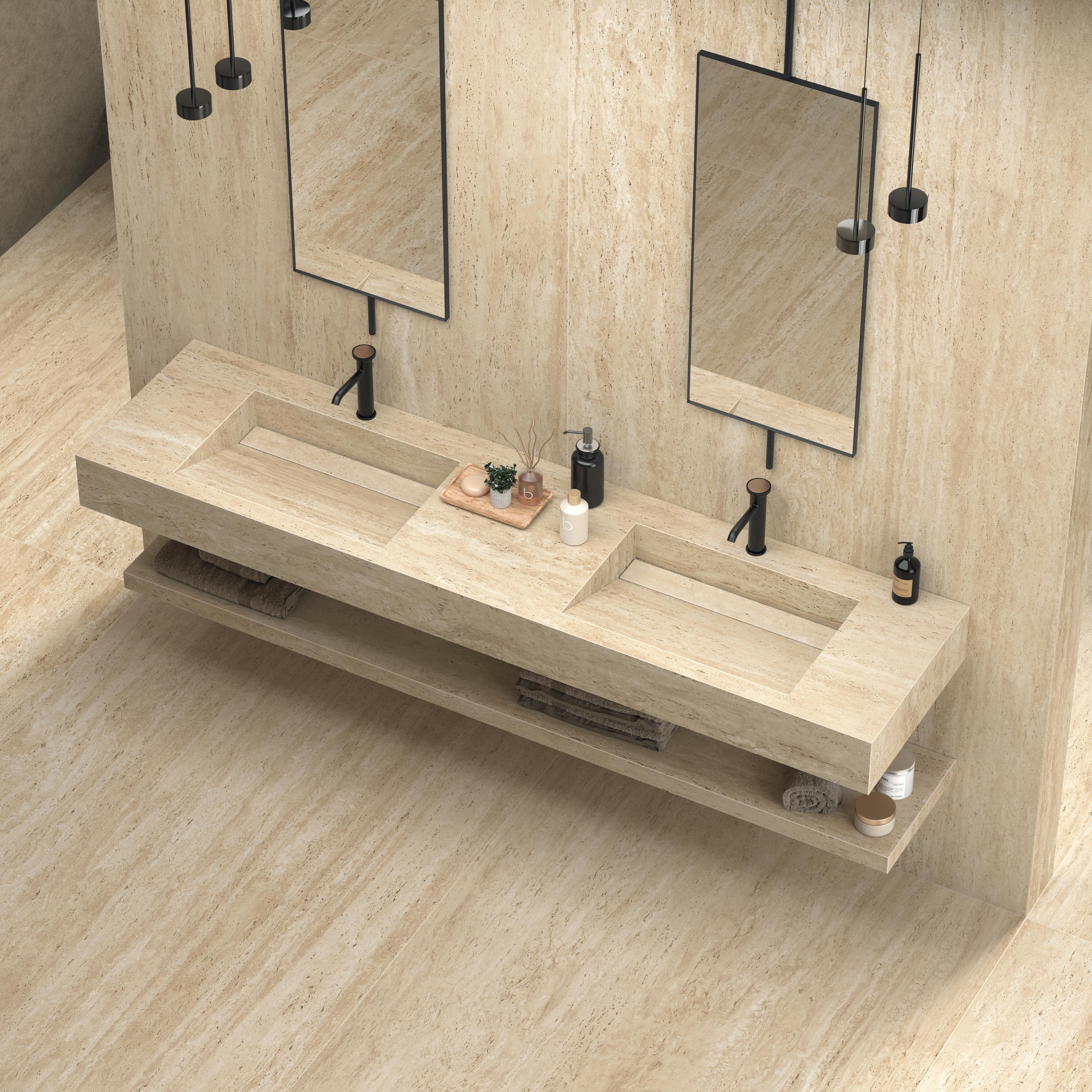 Grès cérame Marvel Travertine Sand Vein mat 120 x 278 cm - Atlas Concorde - vue 7