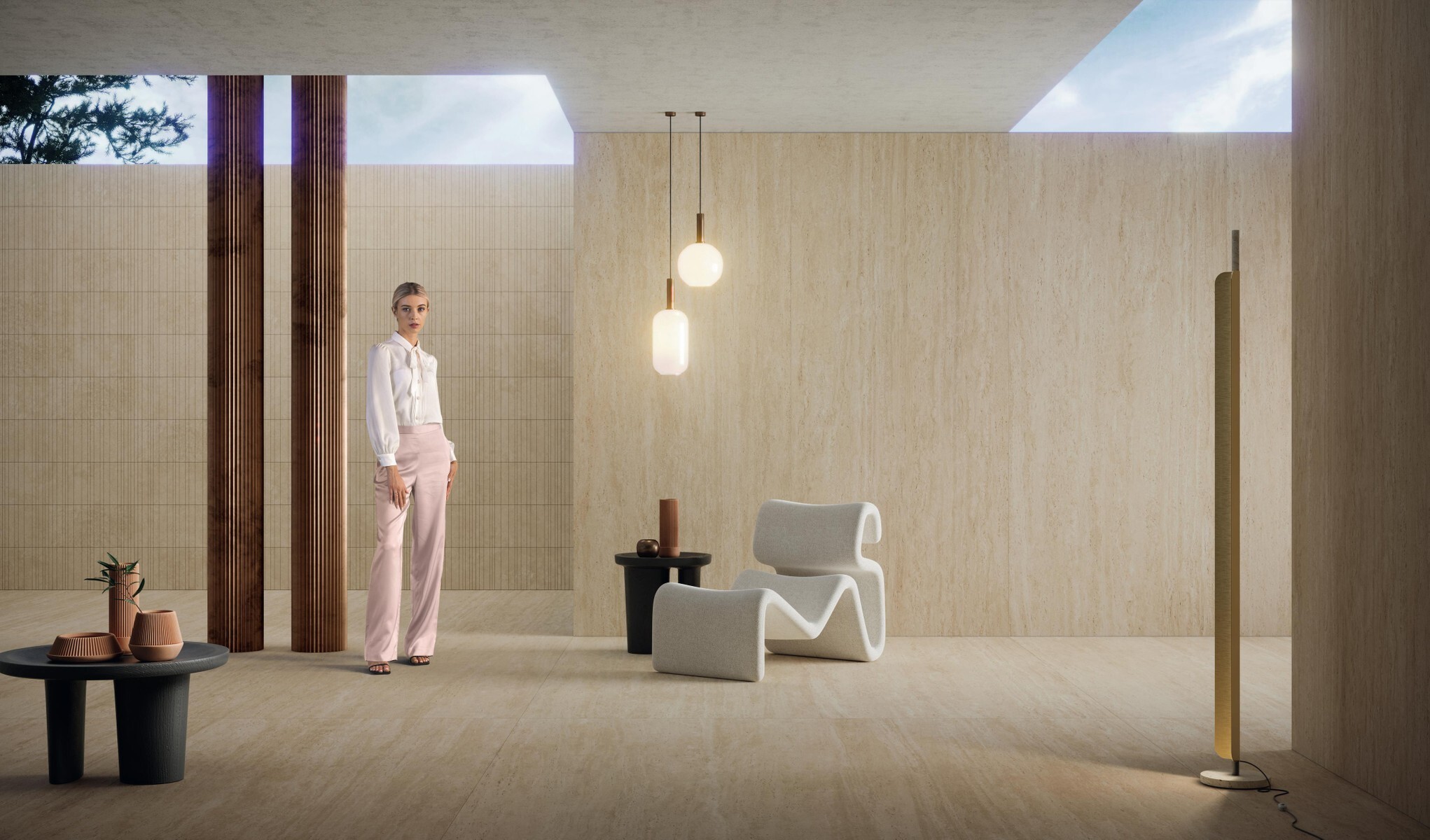 Grès cérame Marvel Travertine Sand Vein mat 60 x 120 cm - Atlas Concorde - vue 7