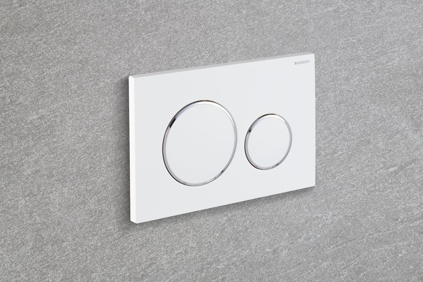 Plaque de déclenchement Geberit Sigma20 / Blanc - anneaux design : chromé brillant