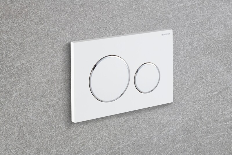 Plaque de déclenchement Geberit Sigma20 / Blanc - anneaux design : chromé brillant