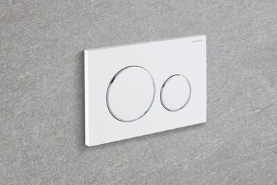 Geberit Sigma20 Flush Plate / White - Design Rings: Chrome Glossy