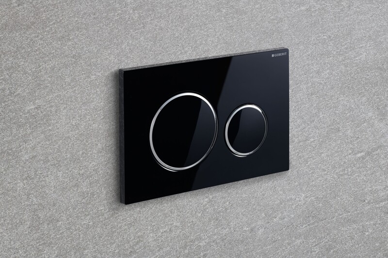 Plaque de déclenchement Geberit Sigma20 / Noir - anneaux design : chromé brillant