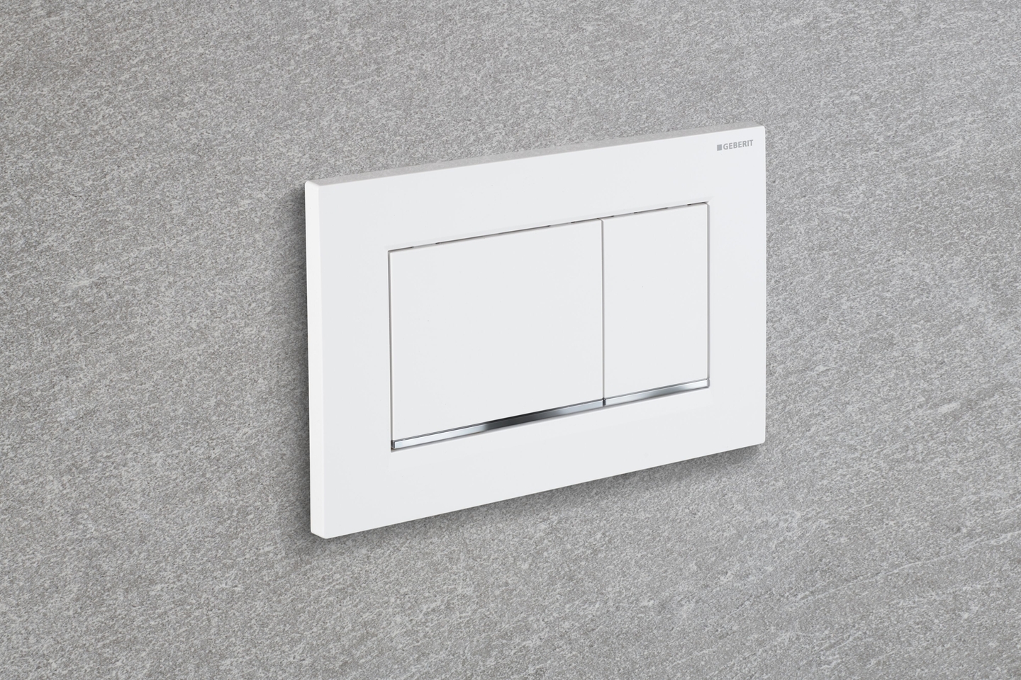 Plaque de déclenchement Geberit Sigma20 square / Blanc - bandes design : chromé brillant - vue 2
