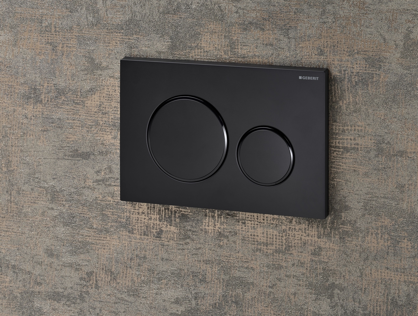 Plaque de déclenchement Geberit Sigma20 / Noir mat – anneaux design : noir brillant / Revêtement Easy Clean + Anti-Traces de doigt