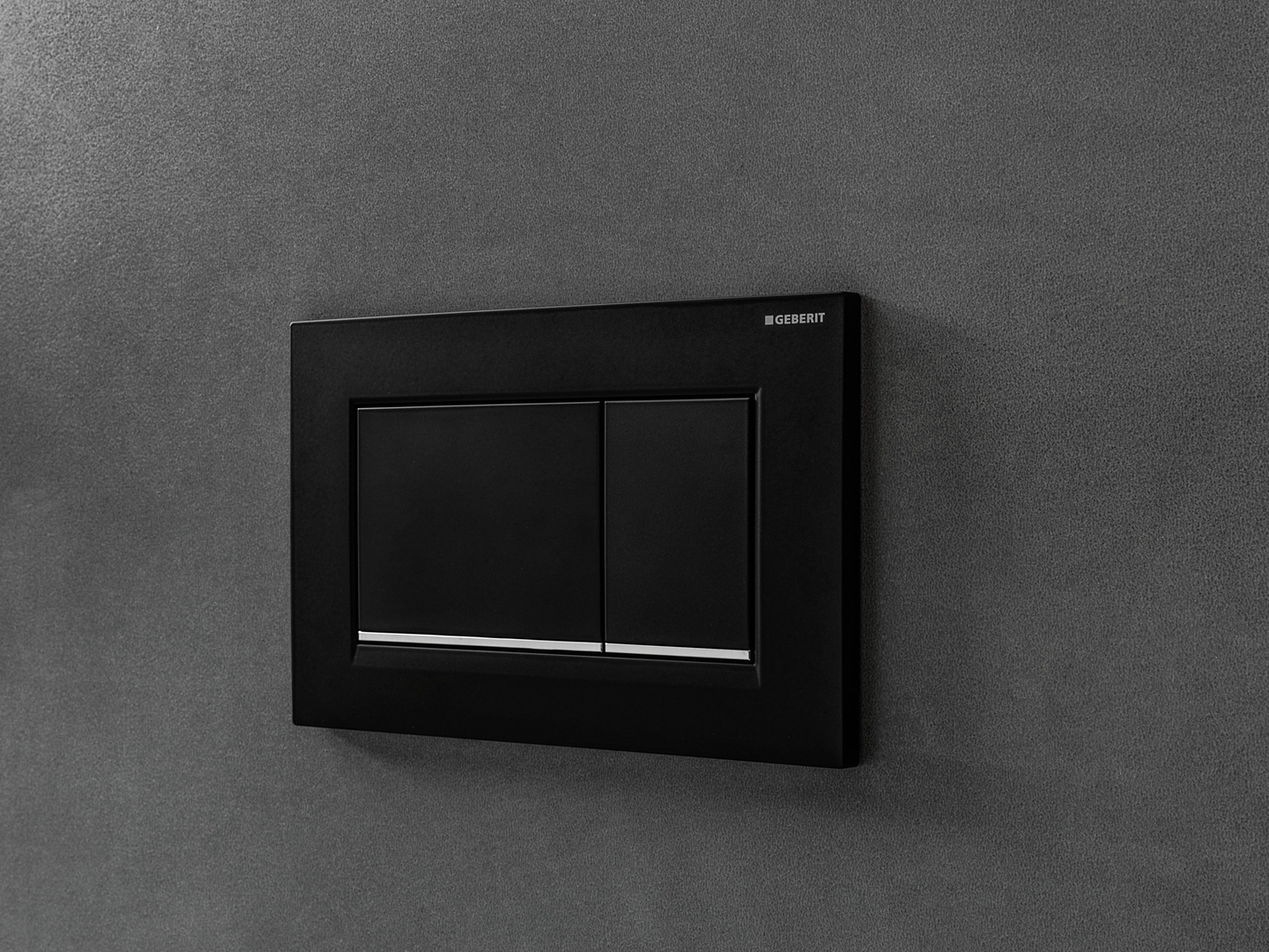 Plaque de déclenchement Sigma20 square / Noir mat - bandes design : chromé brillant / Revêtement Easy Clean + Anti-Traces de doigt - vue 2